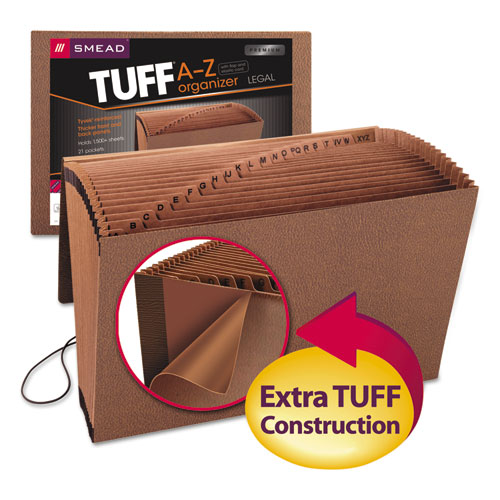Image of Smead™ Tuff Expanding Wallet, 21 Sections, Elastic Cord Closure, 1/21-Cut Tabs, Legal Size, Redrope