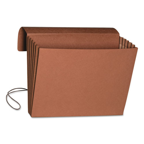 Extra-Wide Expanding Wallets w/ Elastic Cord, 5.25" Expansion, 1 Section, Letter Size, Redrope