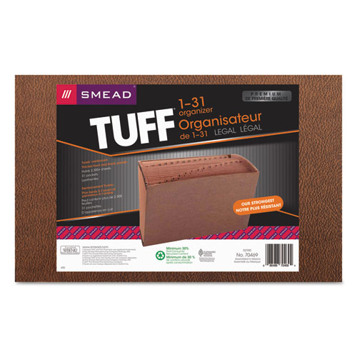 TUFF EXPANDING FILES, 31 SECTIONS, 1/31-CUT TAB, LEGAL SIZE, REDROPE