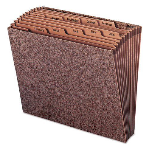 Smead™ Tuff Expanding Open-Top Stadium File, 12 Sections, 1/12-Cut Tabs, Letter Size, Redrope