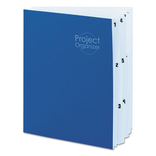 10-Pocket Project Organizer with Indexed Tabs (1-10), 10 Sections, Unpunched, 1/3-Cut Tabs, Letter Size, Lake Blue/Navy Blue