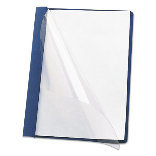 Poly Report Cover, Tang Clip, Letter, 1/2" Capacity, Clear/Dark Blue, 25/Box