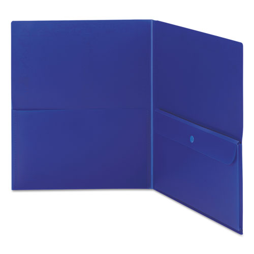 Image of Smead™ Poly Two-Pocket Folder With Security Pocket, 11 X 8 1/2, Blue, 5/Pack