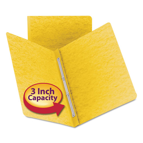 Side Opening Press Guard Report Cover, Prong Fastener, Letter, Yellow