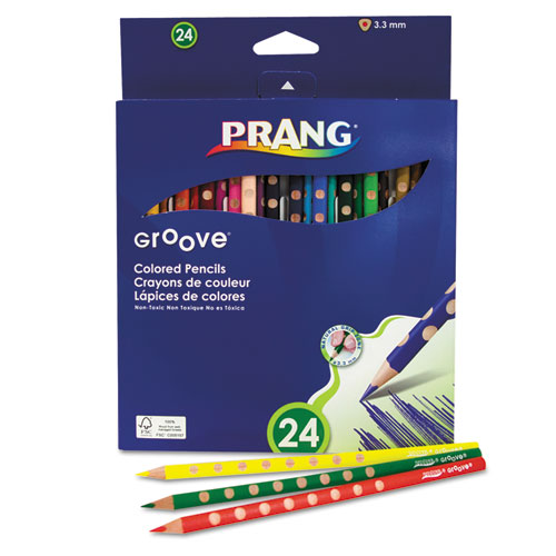 Image of Prang® Groove Colored Pencils, 3.3 Mm, 2B (#1), Assorted Lead/Barrel Colors, 24/Pack