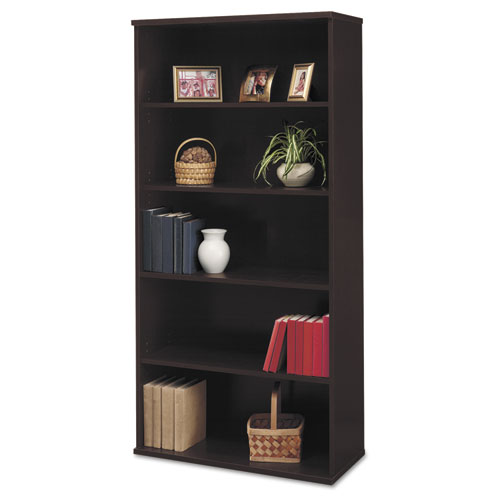 Series C Collection Bookcase, Five-Shelf, 35.63w x 15.38d x 72.78h, Mocha Cherry