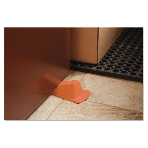 Image of Master Caster® Giant Foot Doorstop, No-Slip Rubber Wedge, 3.5W X 6.75D X 2H, Safety Orange