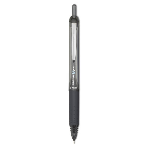 Precise V7RT Retractable Roller Ball Pen, Fine 0.7mm, Black Ink, Black Barrel | by Plexsupply