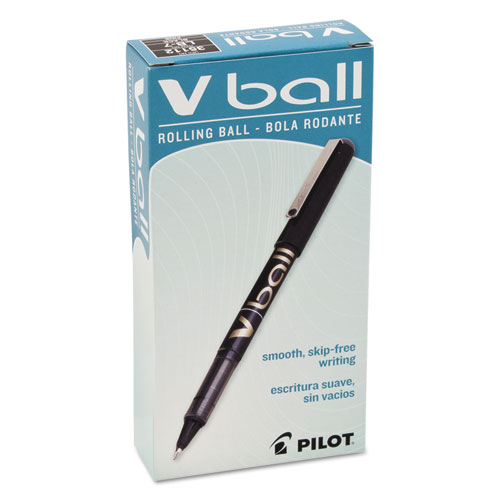 VBall Liquid Ink Stick Roller Ball Pen, Fine 0.7mm, Black Ink/Barrel, Dozen