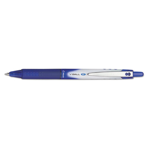 Image of Pilot® Vball Rt Liquid Ink Roller Ball Pen, Retractable, Extra-Fine 0.5 Mm, Blue Ink, Blue/White Barrel