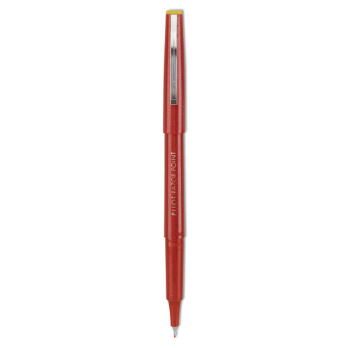 Razor Point Fine Line Porous Point Pen, Stick, Extra-Fine 0.3 mm, Red Ink, Red Barrel, Dozen