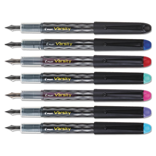 Image of Varsity Fountain Pen, Medium 1 mm, Assorted Ink Colors, Gray Pattern Wrap, 7/Pack