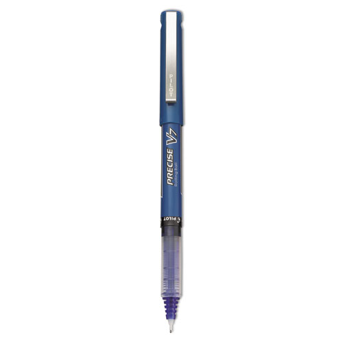 Precise V7 Roller Ball Pen, Stick, Fine 0.7 mm, Blue Ink, Blue Barrel, Dozen