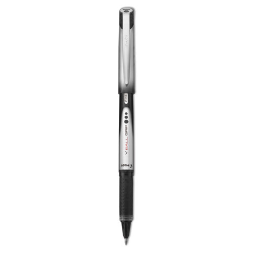 Pilot® VBall Grip Liquid Ink Roller Ball Stick Pen, Black Ink, .5mm, Dozen