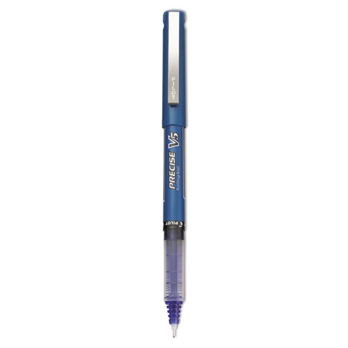 Precise V5 Stick Roller Ball Pen, Extra-Fine 0.5mm, Blue Ink/Barrel, Dozen | by Plexsupply