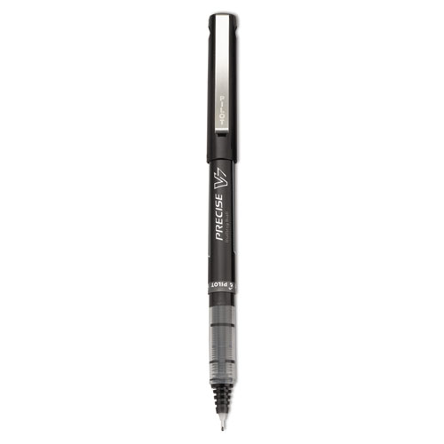 Precise V7 Roller Ball Pen, Stick, Fine 0.7 mm, Black Ink, Black Barrel, Dozen