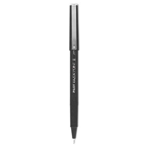 Razor Point II Stick Porous Point Marker Pen, 0.2mm, Black Ink/Barrel, Dozen | by Plexsupply