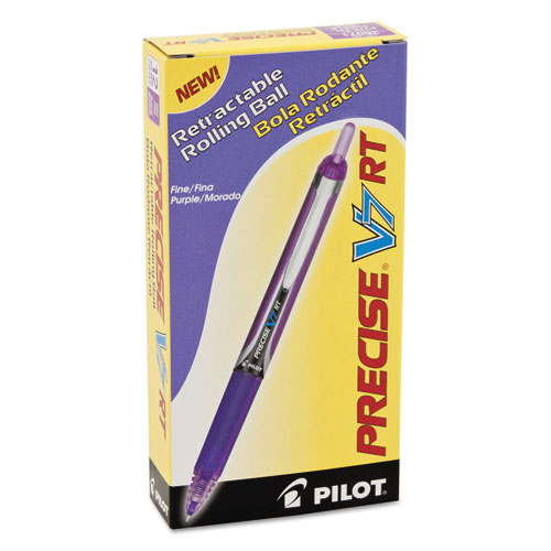 Precise V7RT Retractable Roller Ball Pen, Fine 0.7mm, Purple Ink, Purple Barrel