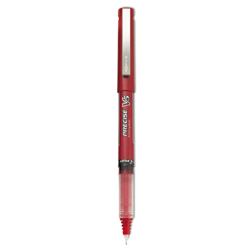 Precise V5 Roller Ball Pen, Stick, Extra-Fine 0.5 mm, Red Ink, Red Barrel, Dozen