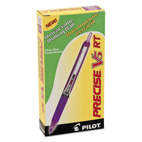 Precise V5RT Retractable Roller Ball Pen, 0.5mm, Purple Ink/Barrel