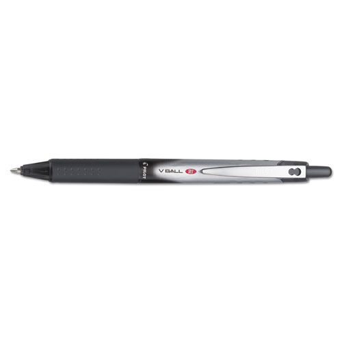 VBall RT Liquid Ink Retractable Roller Ball Pen, 0.7mm, Black Ink, Black/White Barrel