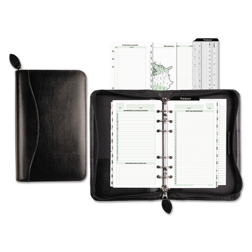Day-Timer® Recycled Bonded Leather Starter Set, 5 1/2 x 8 1/2, Black Cover