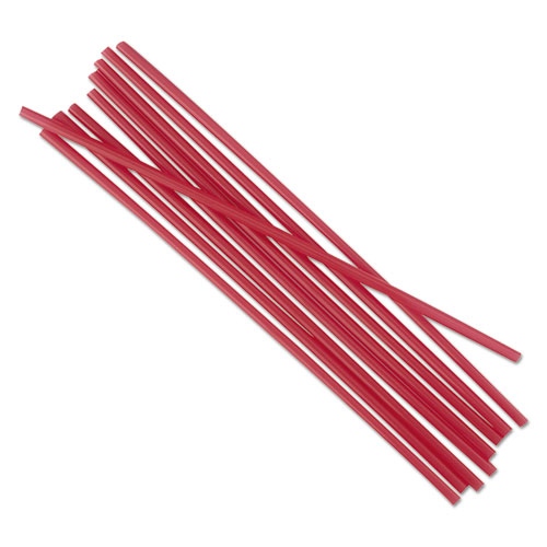 Image of Boardwalk® Single-Tube Stir-Straws,5.25", Polypropylene, Red, 1,000/Pack, 10 Packs/Carton