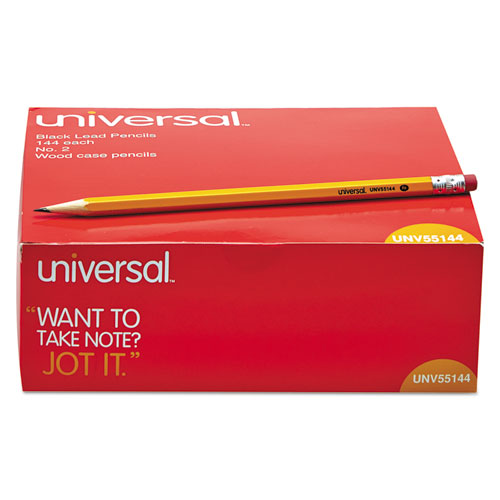 Image of Universal™ #2 Woodcase Pencil, Hb (#2), Black Lead, Yellow Barrel, 144/Box