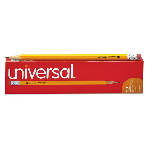 Universal™ Woodcase Pencil, HB #2, Yellow Barrel, Dozen