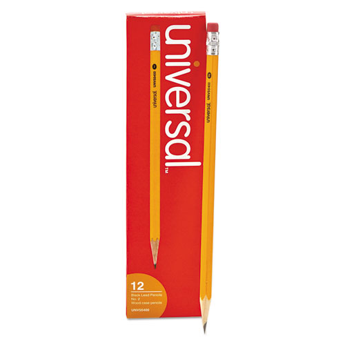 Image of Universal™ #2 Woodcase Pencil, Hb (#2), Black Lead, Yellow Barrel, Dozen