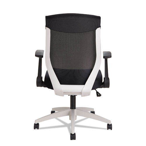 ALERA EB-K SERIES SYNCHRO MID-BACK FLIP ARM MESH-CHAIR, SUPPORTS UP TO 275 LBS, BLACK SEAT/BLACK BACK, COOL GRAY BASE
