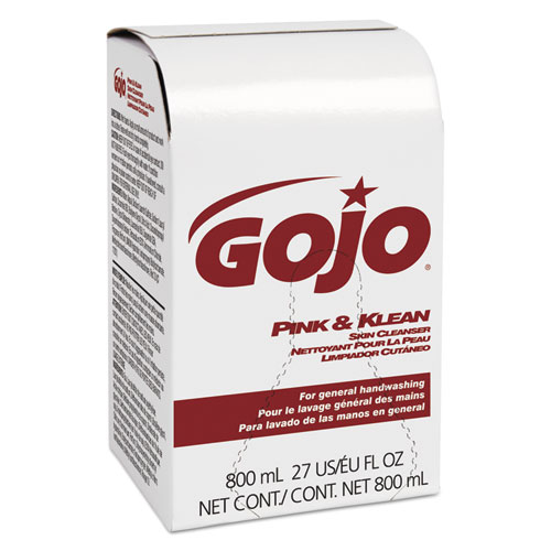 GOJO® Pink and Klean Skin Cleanser, Floral, 800 mL Bag-in-Dispenser Refill