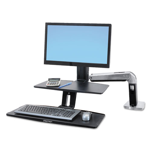 WORKFIT-A SIT-STAND WORKSTATION WITH SUSPENDED KEYBOARD, SINGLE HD, 21.5W X 11D X 37H, BLACK