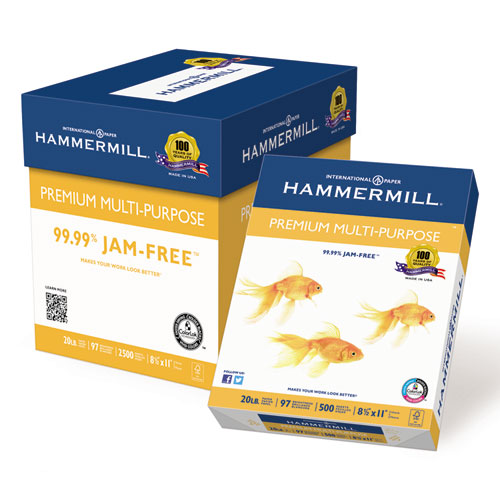 Hammermill 86700 Great White Recycled Copy Paper, 92 Brightness, 20lb,  8-1/2 x 11, 5000 Shts/Ctn