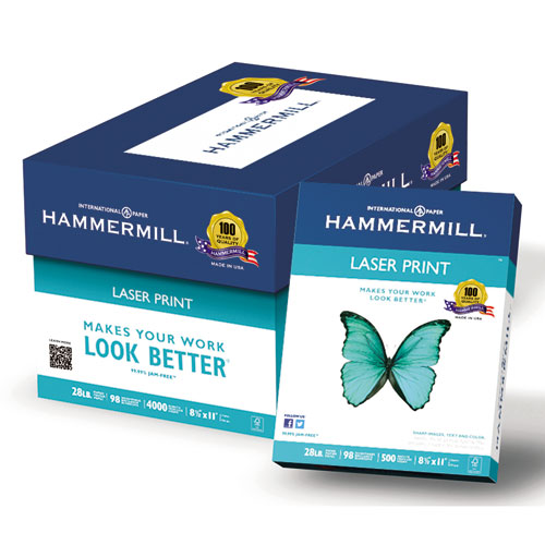 Hammermill 104604 Laser Print Office Paper, 98 Brightness, 24lb, 8-1/2 x  11, White, 500 Sheets/Rm (HAM104604)