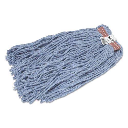 Rubbermaid® Commercial Cotton/Synthetic Cut-End Blend Mop Head, 24 oz, 1" Band, Blue, 12/Carton