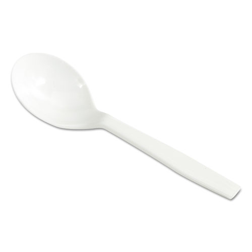 Laguna Mediumweight Plastic Utensils, Soup Spoon, White, 1000/carton