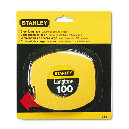 Stanley® Long Tape Measure, 1/8" Graduations, 100 ft, Yellow