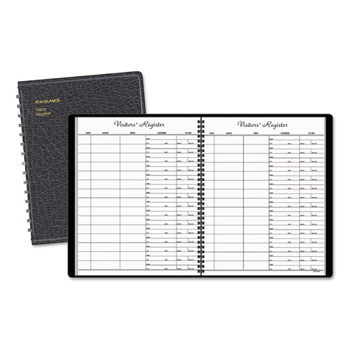 RECYCLED VISITOR REGISTER BOOK, BLACK, 8.38 X 10.88