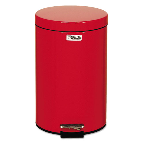 Rubbermaid® Commercial Defenders Medical Step Can, Round, Red, 3.5 gal, 11" Dia, 17"H