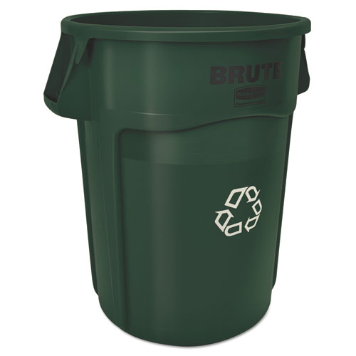 Brute Recycling Container, Round, 44 Gal, Dark Green