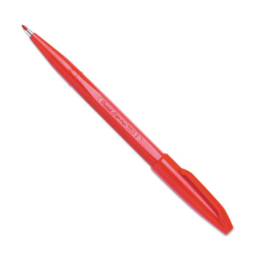 Image of Pentel Arts® Sign Pen Fine Point Color Marker, Extra-Fine Bullet Tip, Red, Dozen