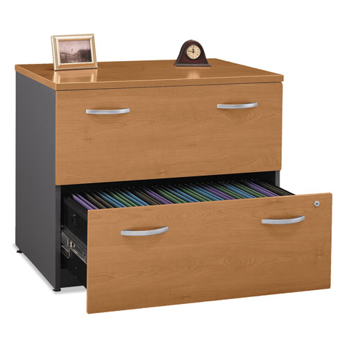 Image of Series C Lateral File, 2 Legal/Letter/A4/A5-Size File Drawers, Natural Cherry/Graphite Gray, 35.75" x 23.38" x 29.88"