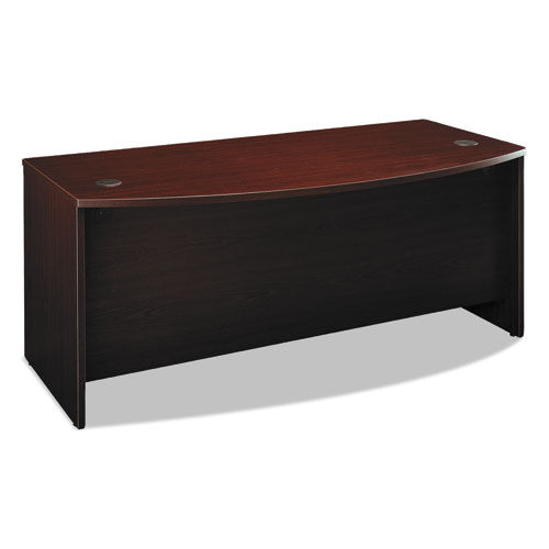 SERIES C COLLECTION 72W BOW FRONT DESK SHELL, 71.13W X 36.13D X 29.88H, MAHOGANY