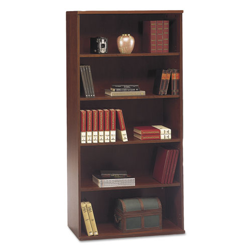 Image of Bush® Series C Collection Bookcase, Five-Shelf, 35.63W X 15.38D X 72.78H, Hansen Cherry