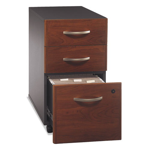 Image of Series C Mobile Pedestal File, Left/Right, 3-Drawers: Box/Box/File, Legal/Letter/A4/A5, Cherry/Gray, 15.75" x 20.25" x 27.88"