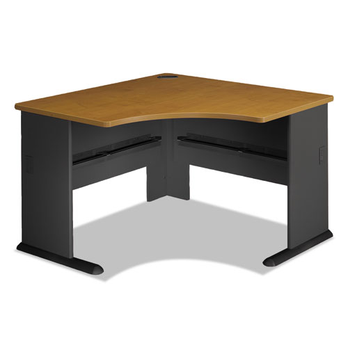 Series A Collection Corner Desk, 47.25" x 47.25" x 29.88", Natural Cherry/Slate Gray