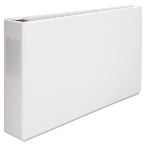 Image of Universal® Ledger-Size Round Ring Binder With Label Holder, 3 Rings, 3" Capacity, 11 X 17, White