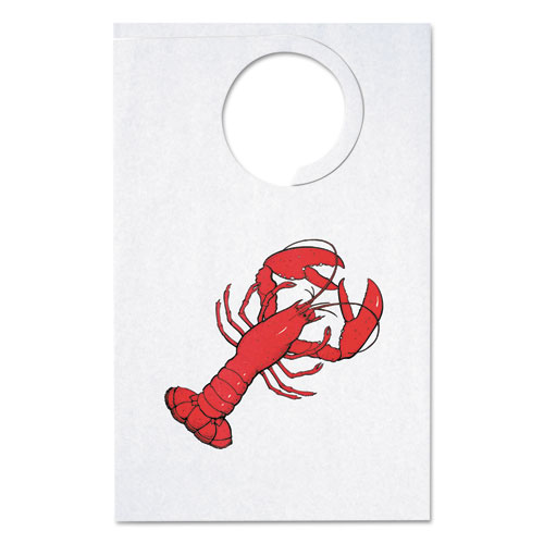 Disposable Tissue/poly-Backed Bib, Adult Size, White W/red Lobster, 500/carton
