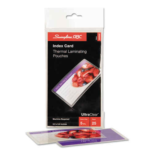 GBC® UltraClear Thermal Laminating Pouches, 5 mil, 5.5" x 3.5", Gloss Clear, 25/Pack
